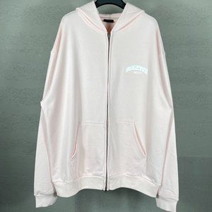 Pink embroidered cardigan zipper hooded sweatshirt